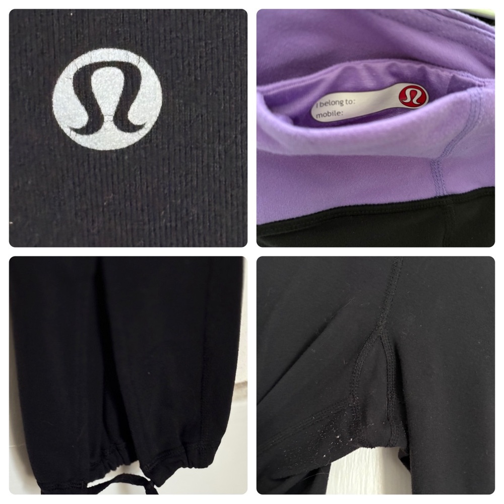 Vintage Lululemon leggings, black with purple band, size 8 - Picture 3 of 3